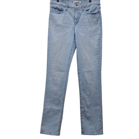 Levi's 314 Shaping Straight Jeans Womens 30 Light Wash Blue Stretch Preppy - Picture 1 of 15